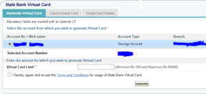 sbi virtual card process