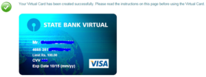 sbi virtual card