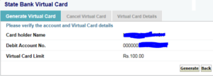 how to make sbi virtual card